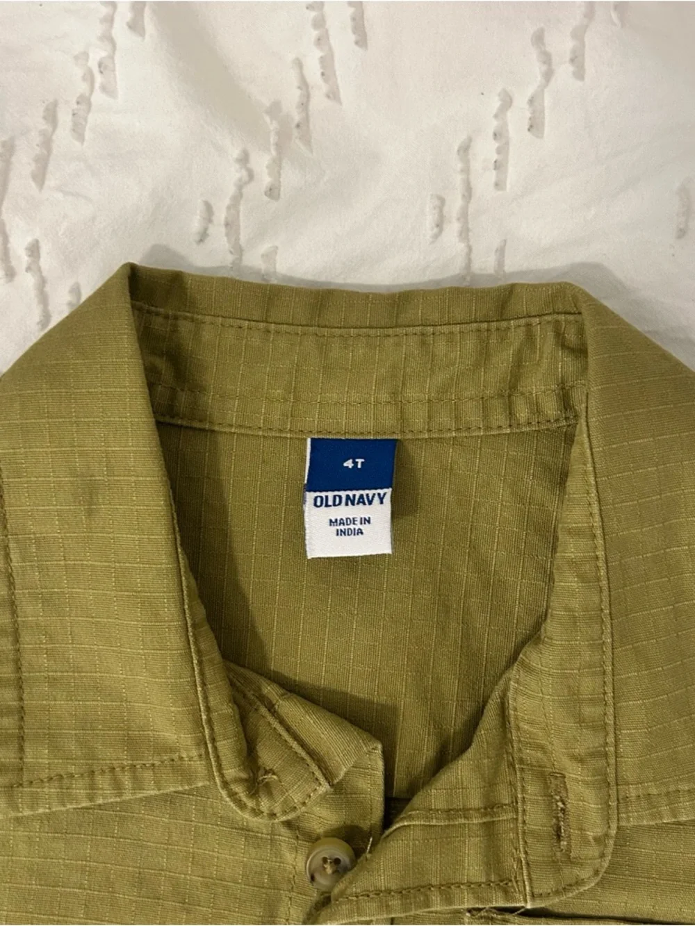 Old Navy Boys Green Long Sleeve Button Down Ripstop Shirt Toddler 4T Fall NEW